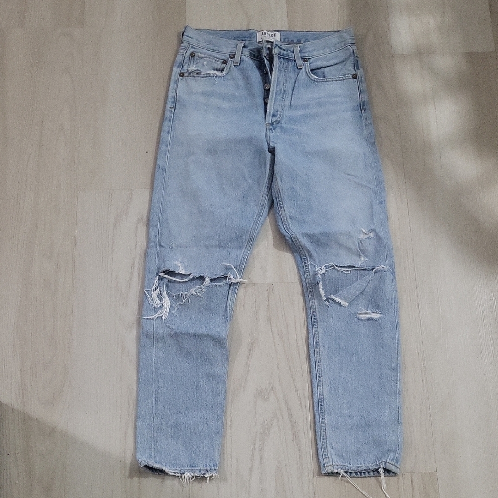 Agolde Faded Blue Ripped Jeans